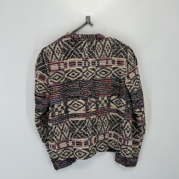 Zara Jacquard Tweed Tribal Aztec Ethic Printed Vtg Inspired Wool Blend Jacket - Picture 8 of 10